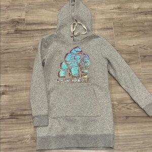 a new day Gray Hoodie with Iridescent Sequin Design